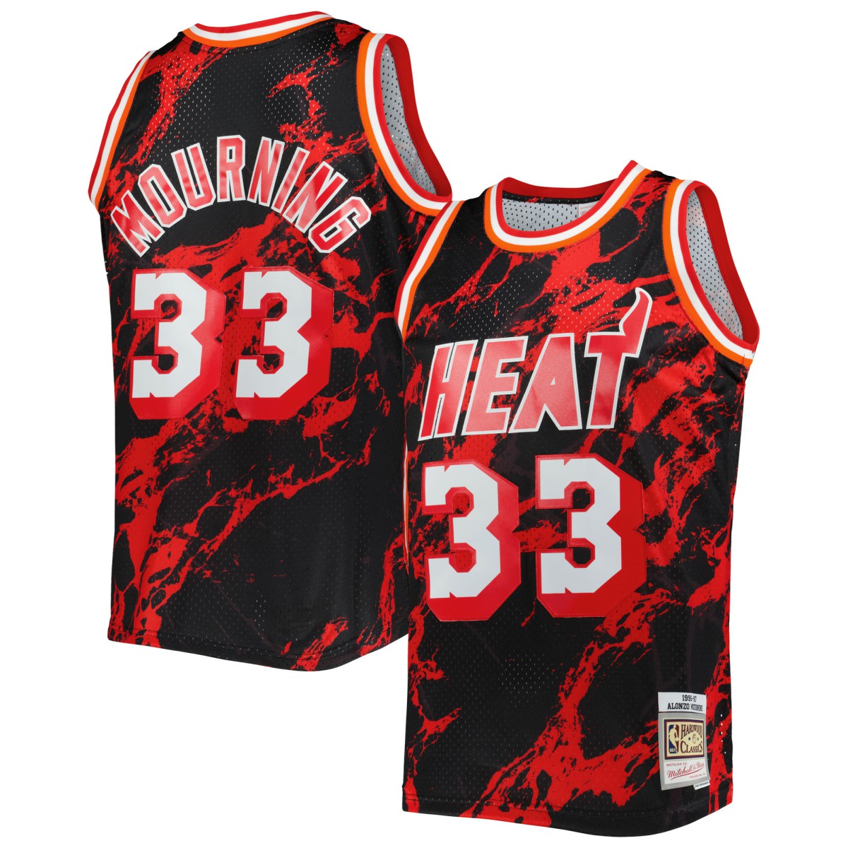Alonzo Mourning Miami Heat 1996/97 Hardwood Classics Marble Swingman Jersey Black | Mitchell & Ness online