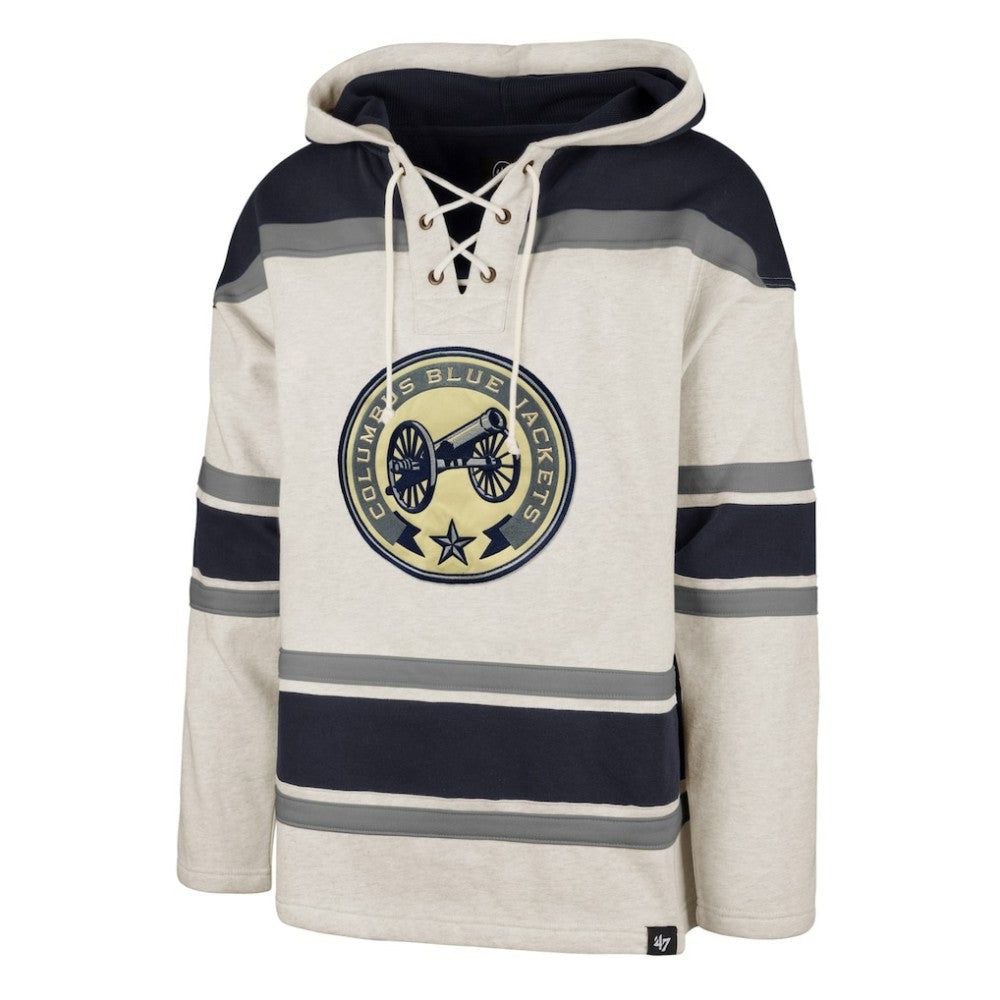 Columbus Blue Jackets '47 Rockaway Lace-Up Pullover Hoodie - Oatmeal - NHL 4993235