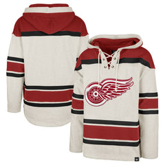 Detroit Red Wings '47 Rockaway Lace-Up Pullover Hoodie - Oatmeal - NHL 4993241