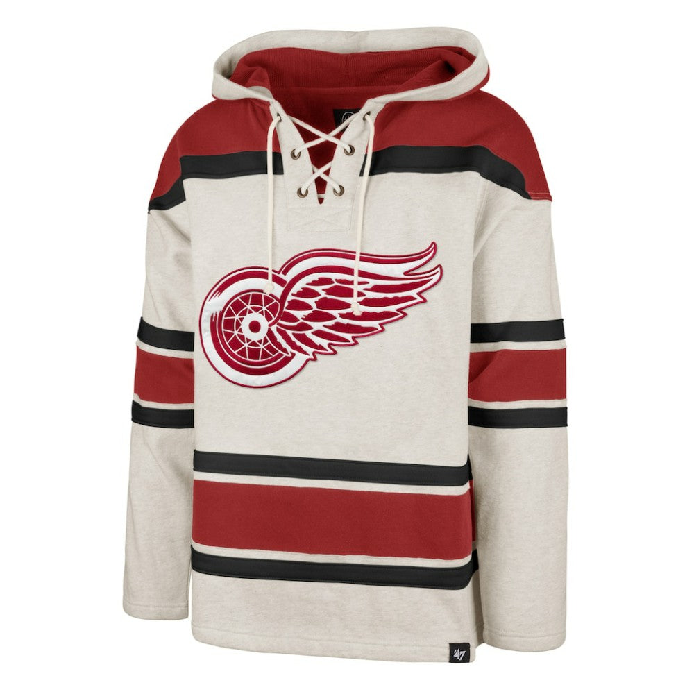 Detroit Red Wings '47 Rockaway Lace-Up Pullover Hoodie - Oatmeal - NHL 4993241
