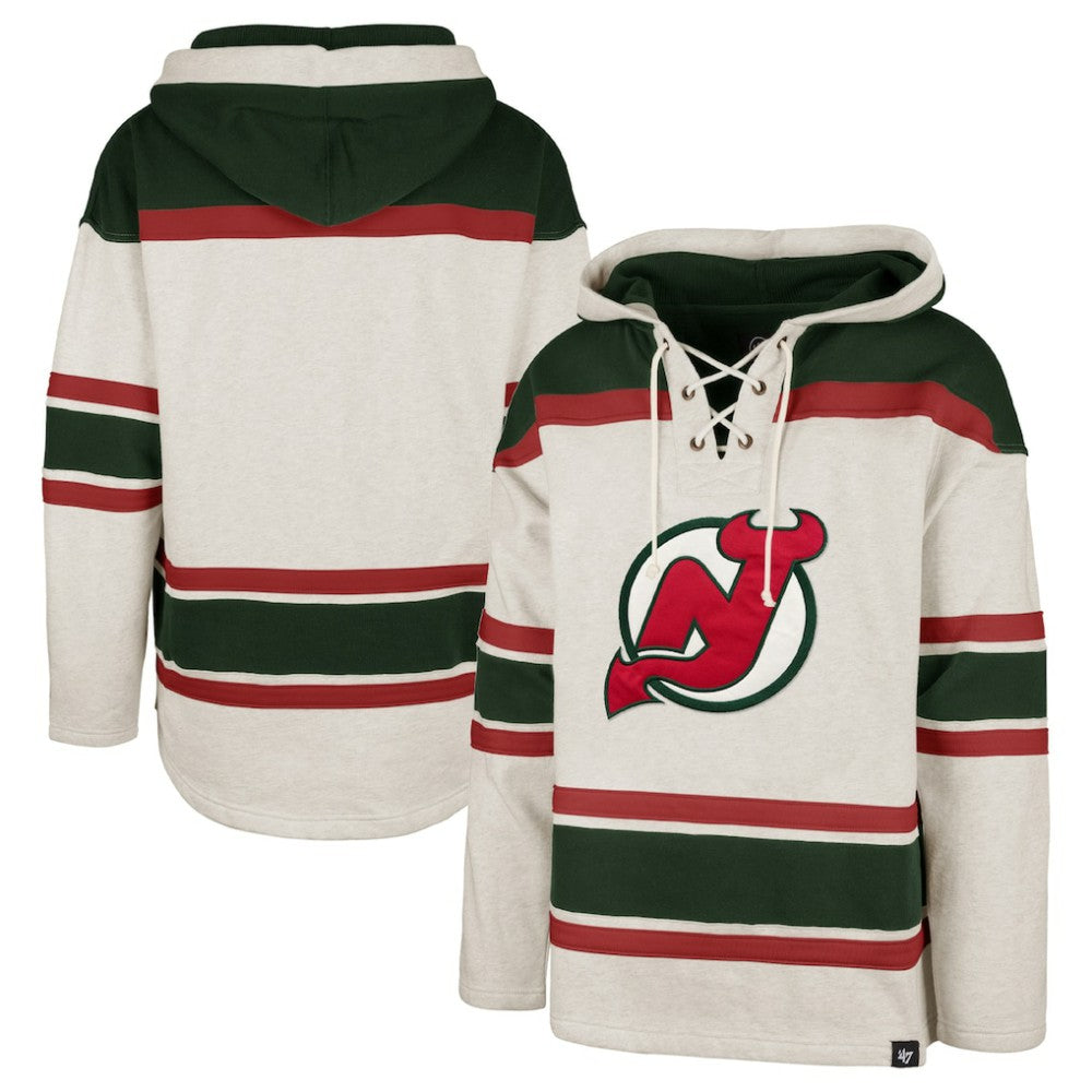New Jersey Devils '47 Rockaway Lace-Up Pullover Hoodie - Oatmeal - NHL 4993244
