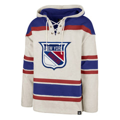 New York Rangers '47 Rockaway Lace-Up Pullover Hoodie - Oatmeal - NHL 4993245