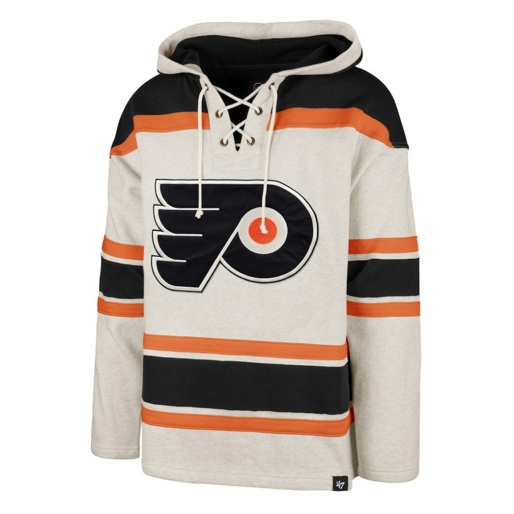 Philadelphia Flyers '47 Rockaway Lace-Up Pullover Hoodie - Oatmeal - NHL 4993246