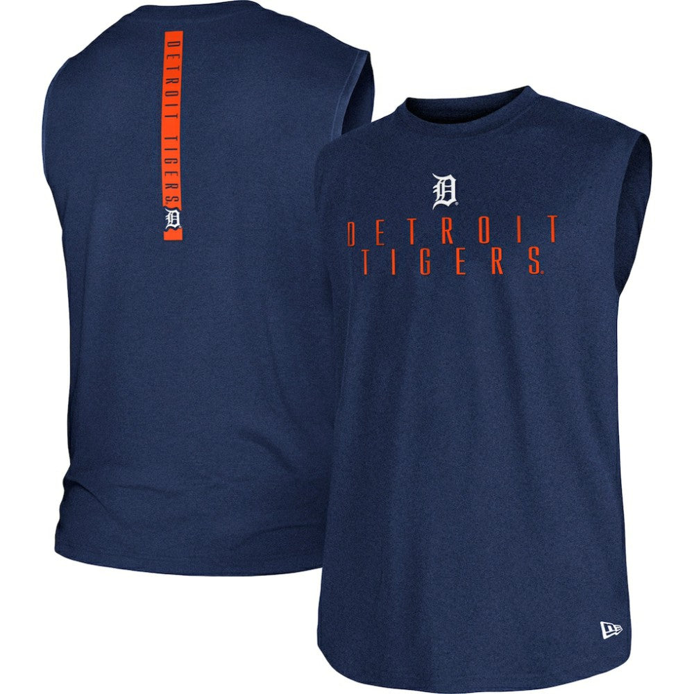 Detroit Tigers New Era Team Muscle Tank Top - Heather Navy - New Era Discount