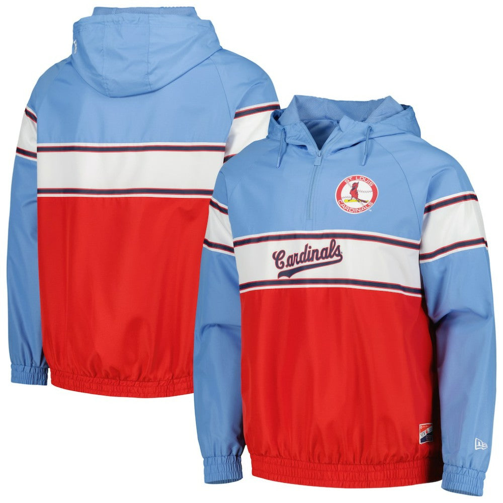 St. Louis Cardinals New Era Ripstop Raglan Quarter-Zip Hoodie - Light Blue - New Era Sale