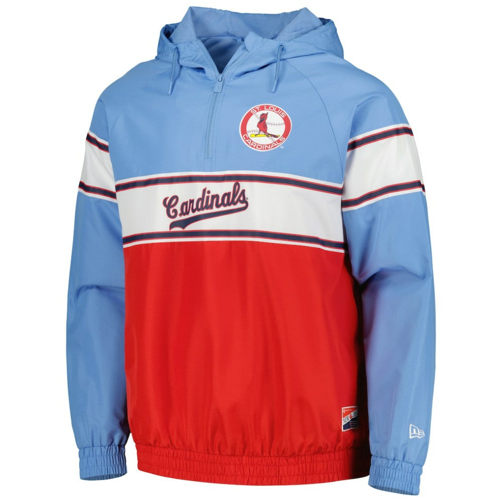 St. Louis Cardinals New Era Ripstop Raglan Quarter-Zip Hoodie - Light Blue - New Era Sale