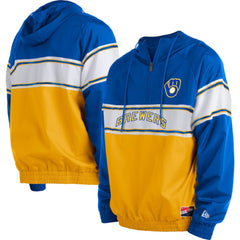 Milwaukee Brewers New Era Ripstop Raglan Quarter-Zip Hoodie - Royal - New Era Online