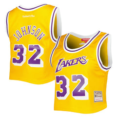Magic Johnson Los Angeles Lakers Women's 1984 Hardwood Classics Crop Player Tank Top Gold | Mitchell & Ness outlet