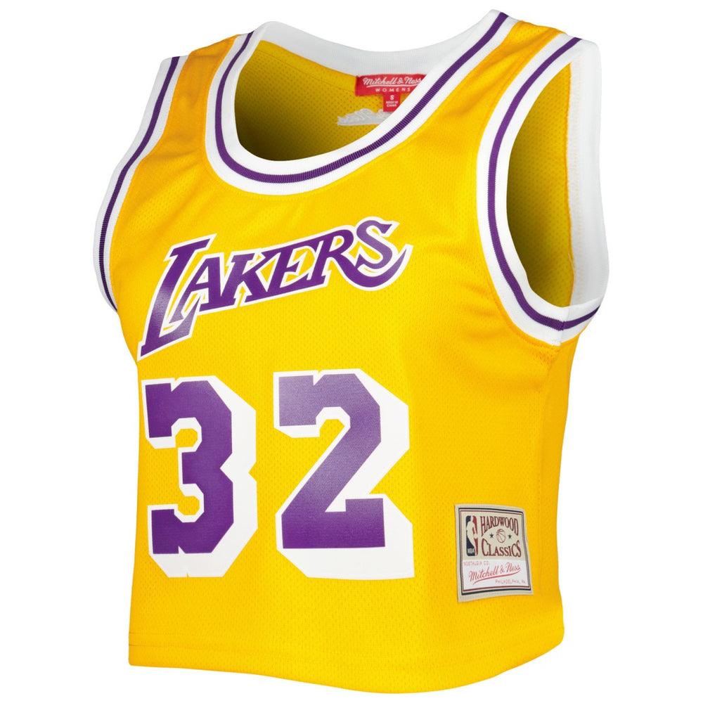 Magic Johnson Los Angeles Lakers Women's 1984 Hardwood Classics Crop Player Tank Top Gold | Mitchell & Ness outlet
