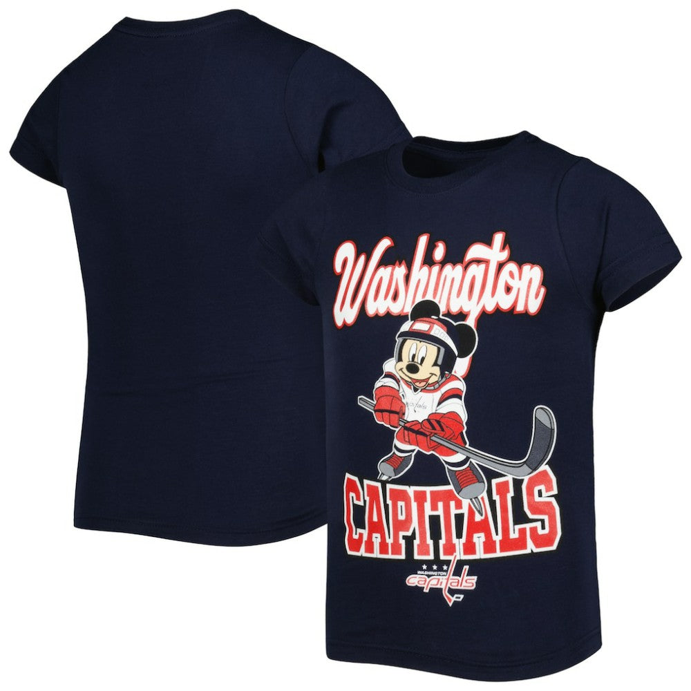 Washington Capitals Girls Youth Mickey Mouse Go Team Go T-Shirt - Navy - NHL 4994879