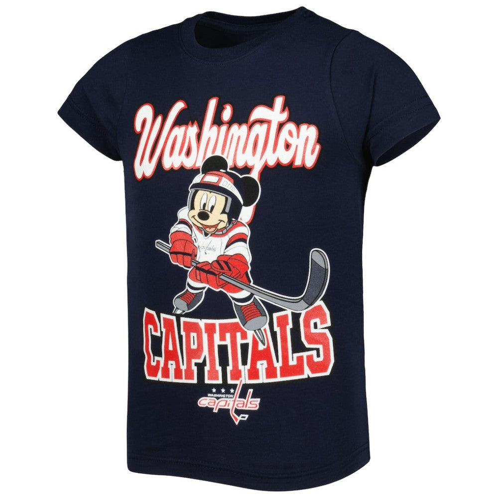 Washington Capitals Girls Youth Mickey Mouse Go Team Go T-Shirt - Navy - NHL 4994879