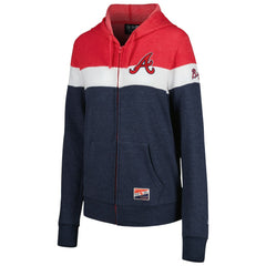Atlanta Braves New Era Women's Colorblock Full-Zip Hoodie Jacket - Heather Navy - New Era Discount