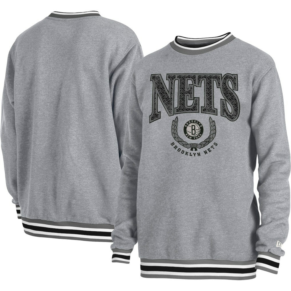 Brooklyn Nets Unisex Vintage Throwback Crew Sweatshirt Heather Gray | New Era outlet