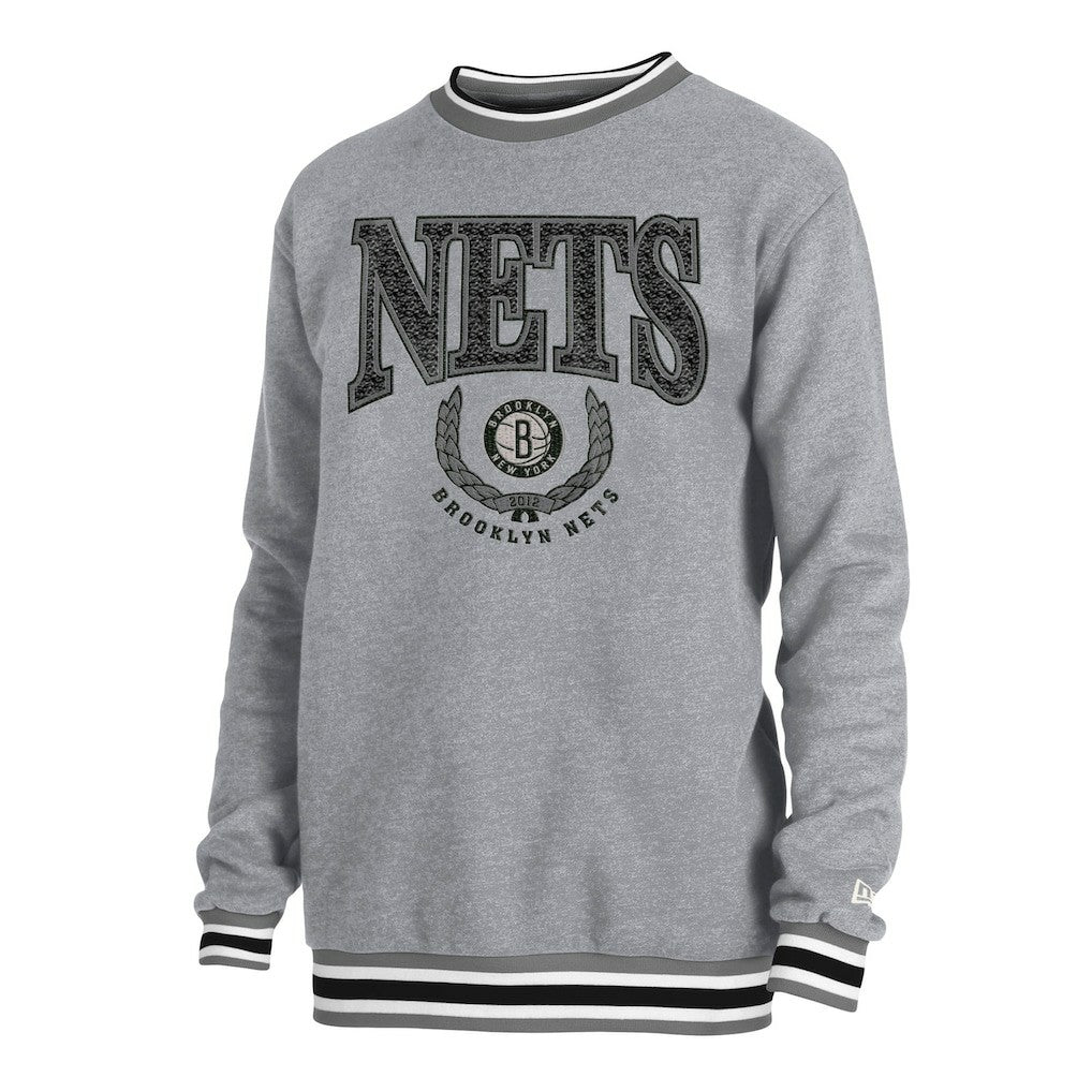 Brooklyn Nets Unisex Vintage Throwback Crew Sweatshirt Heather Gray | New Era outlet