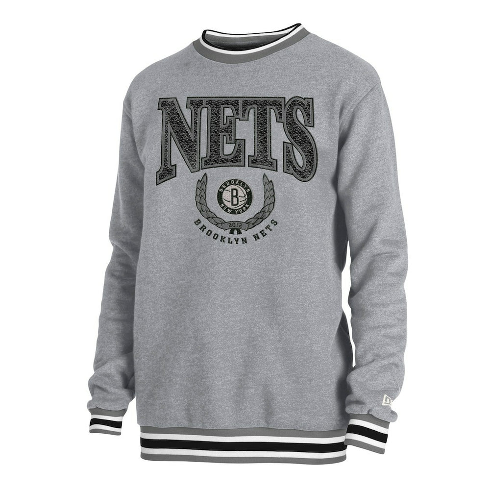 Brooklyn Nets Unisex Vintage Throwback Crew Sweatshirt Heather Gray | New Era outlet