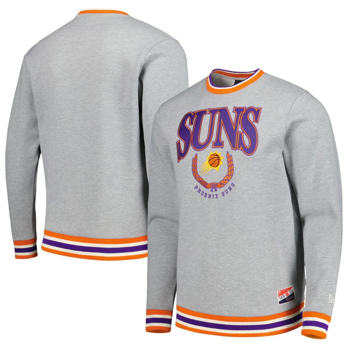 Phoenix Suns Unisex Vintage Throwback Crew Sweatshirt Heather Gray | New Era