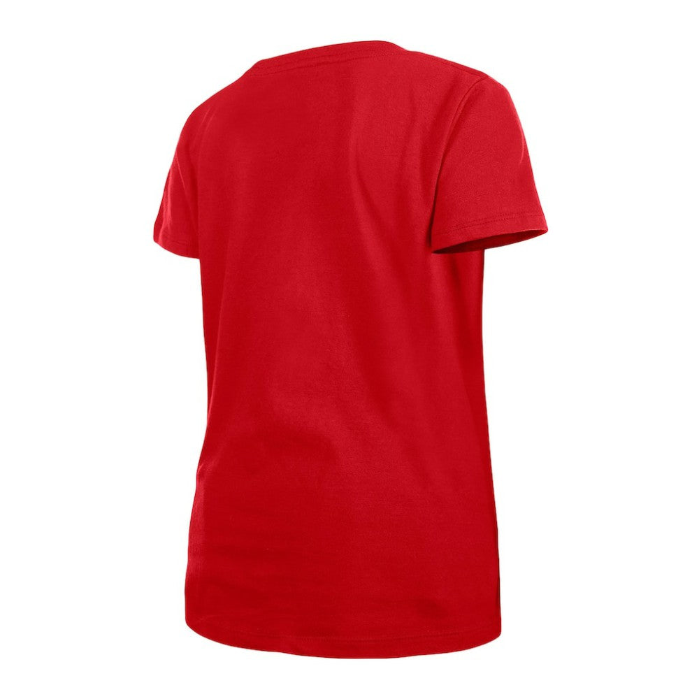 Washington Nationals New Era Girls Youth Flip Sequin Team V-Neck T-Shirt - Red - New Era Lifestyle