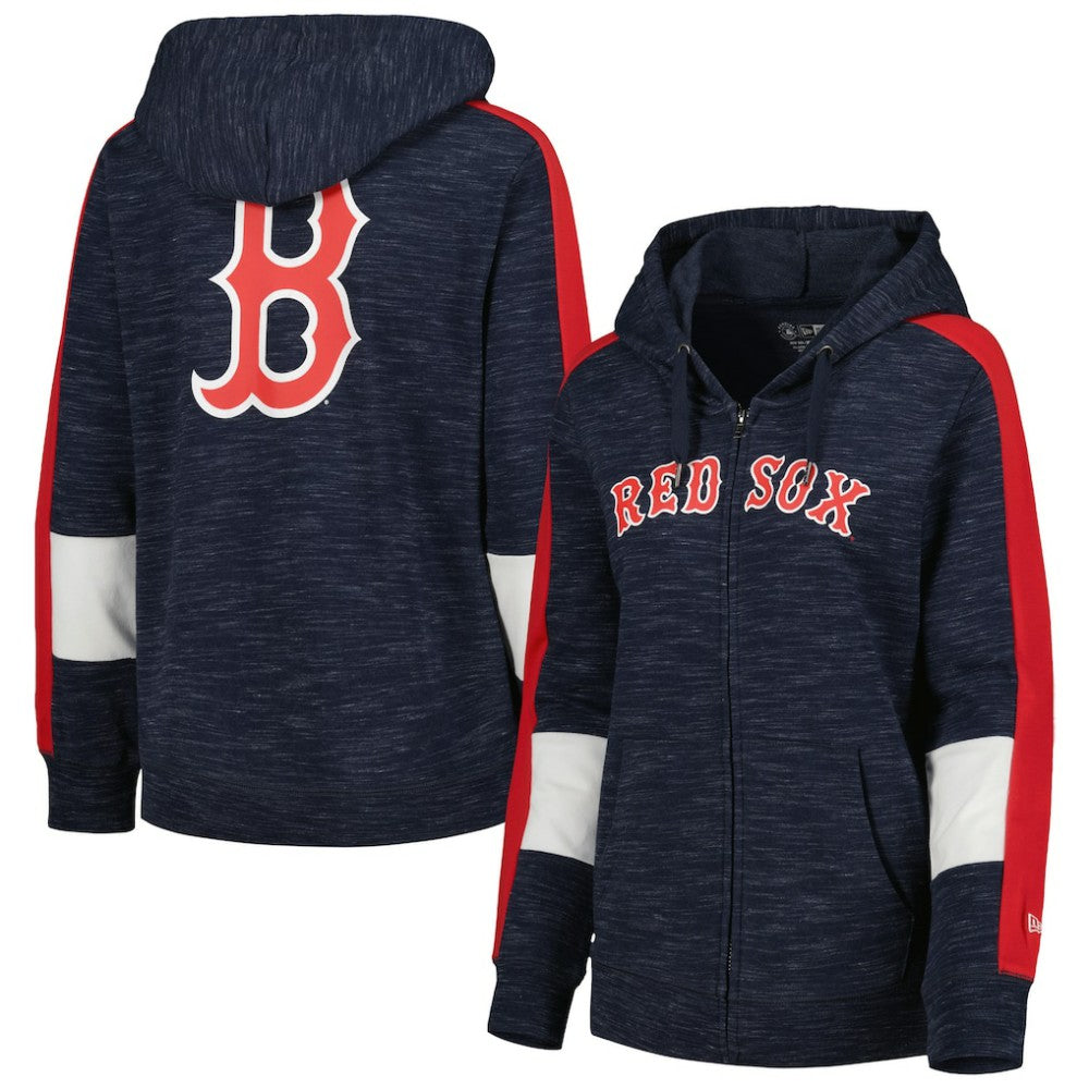 Boston Red Sox New Era Women's Colorblock Full-Zip Hoodie - Navy - New Era Lifestyle