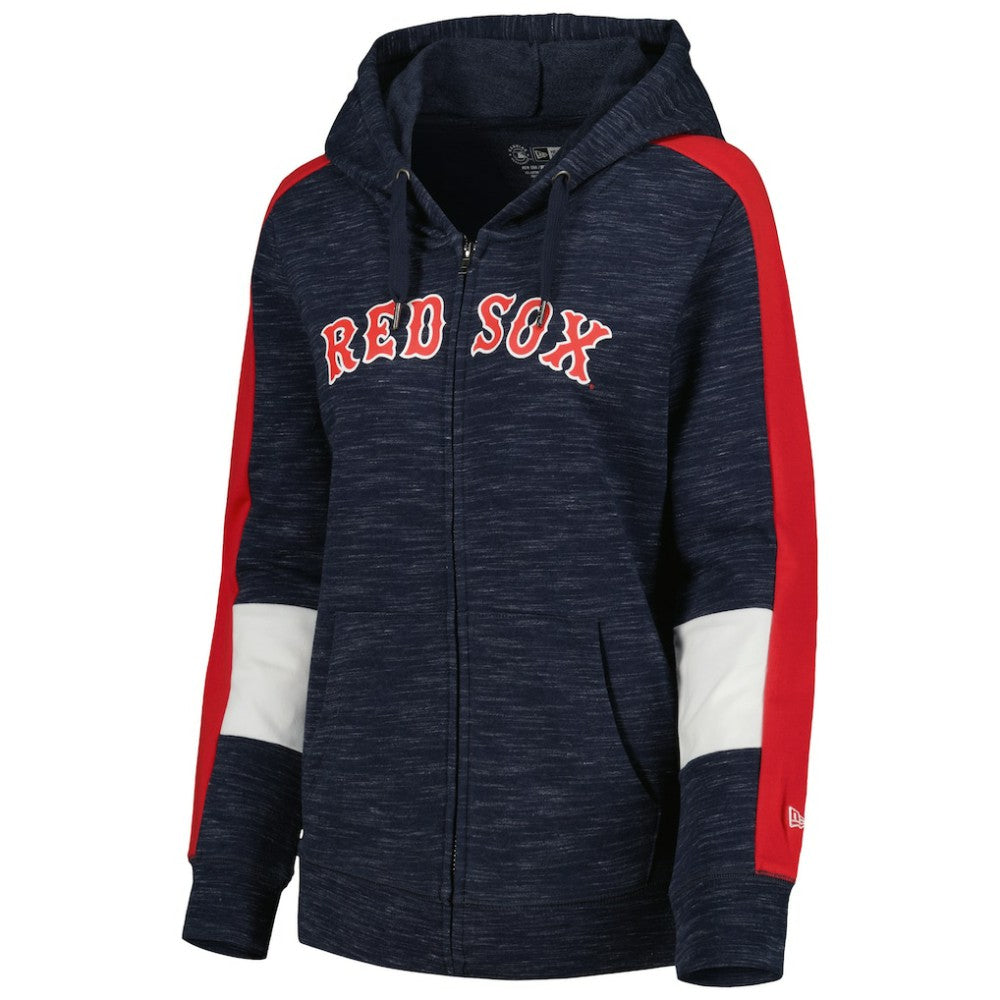 Boston Red Sox New Era Women's Colorblock Full-Zip Hoodie - Navy - New Era Lifestyle