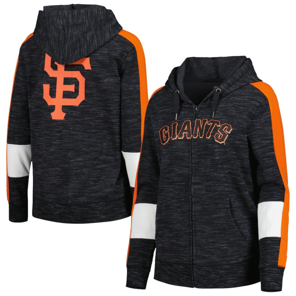 San Francisco Giants New Era Women's Colorblock Full-Zip Hoodie - Black - New Era Lifestyle