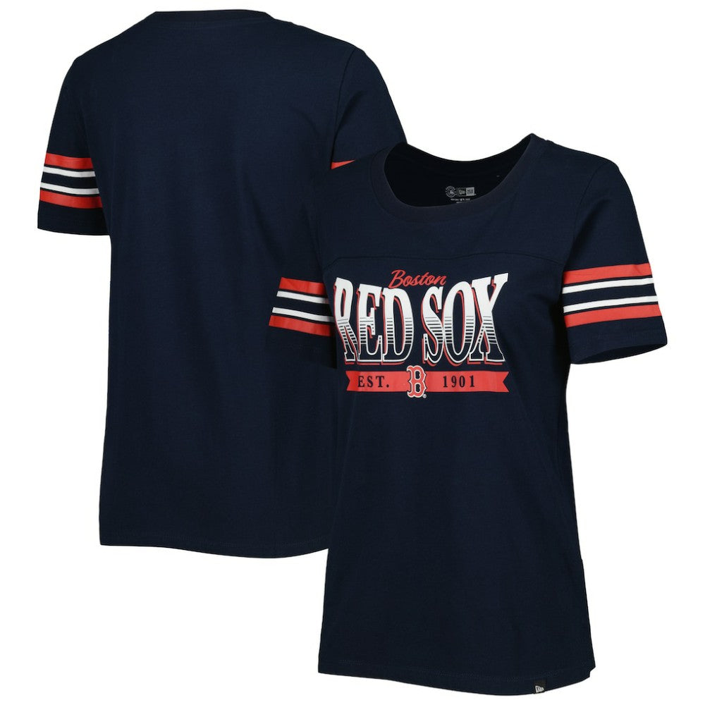 Boston Red Sox New Era Women's Team Stripe T-Shirt - Navy - New Era on Sale