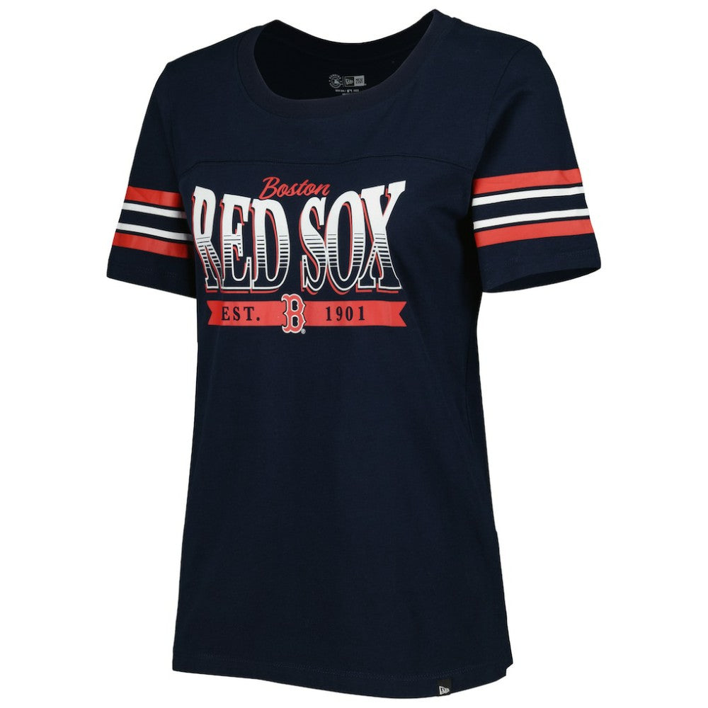 Boston Red Sox New Era Women's Team Stripe T-Shirt - Navy - New Era on Sale