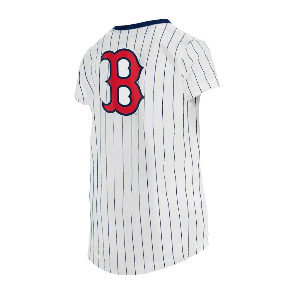Boston Red Sox New Era Girls Youth Pinstripe V-Neck T-Shirt - White - New Era Online