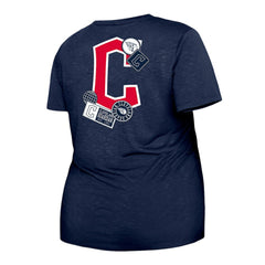 Cleveland Guardians New Era Women's Plus Size Two-Hit Front Knot T-Shirt - Navy - New Era Lifestyle