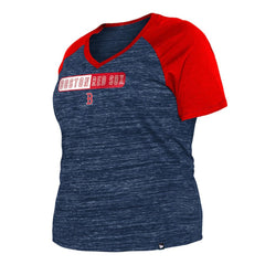 Boston Red Sox New Era Women's Plus Size Space Dye Raglan V-Neck T-Shirt - Navy - New Era Discount