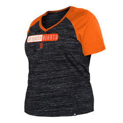 San Francisco Giants New Era Women's Plus Size Space Dye Raglan V-Neck T-Shirt - Black - New Era Lifestyle