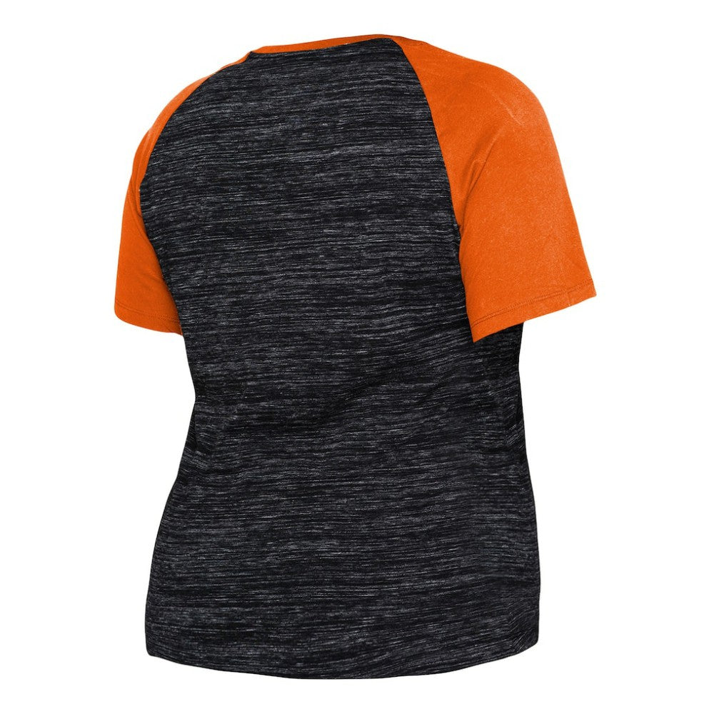 San Francisco Giants New Era Women's Plus Size Space Dye Raglan V-Neck T-Shirt - Black - New Era Lifestyle