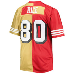 Mitchell & Ness Jerry Rice San Francisco 49ers Big & Tall Split Legacy Retired Player Replica Jersey Scarlet/Gold