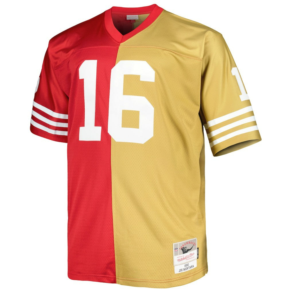 Mitchell & Ness Joe Montana San Francisco 49ers Big & Tall Split Legacy Retired Player Replica Jersey Scarlet/Gold