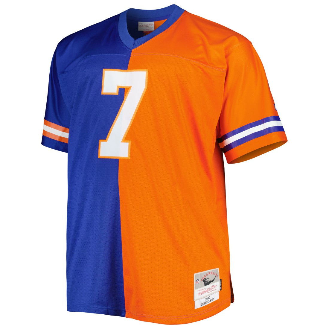 Mitchell & Ness John Elway Denver Broncos Big & Tall Split Legacy Retired Player Replica Jersey Royal/Orange
