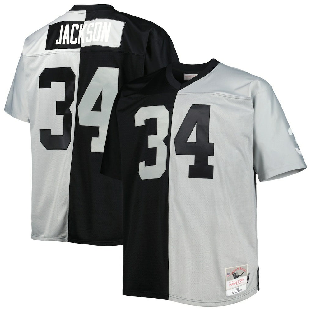 Mitchell & Ness Bo Jackson Las Vegas Raiders Big & Tall Split Legacy Retired Player Replica Jersey Black/Silver