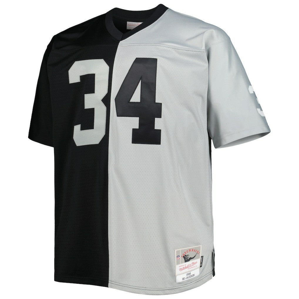 Mitchell & Ness Bo Jackson Las Vegas Raiders Big & Tall Split Legacy Retired Player Replica Jersey Black/Silver