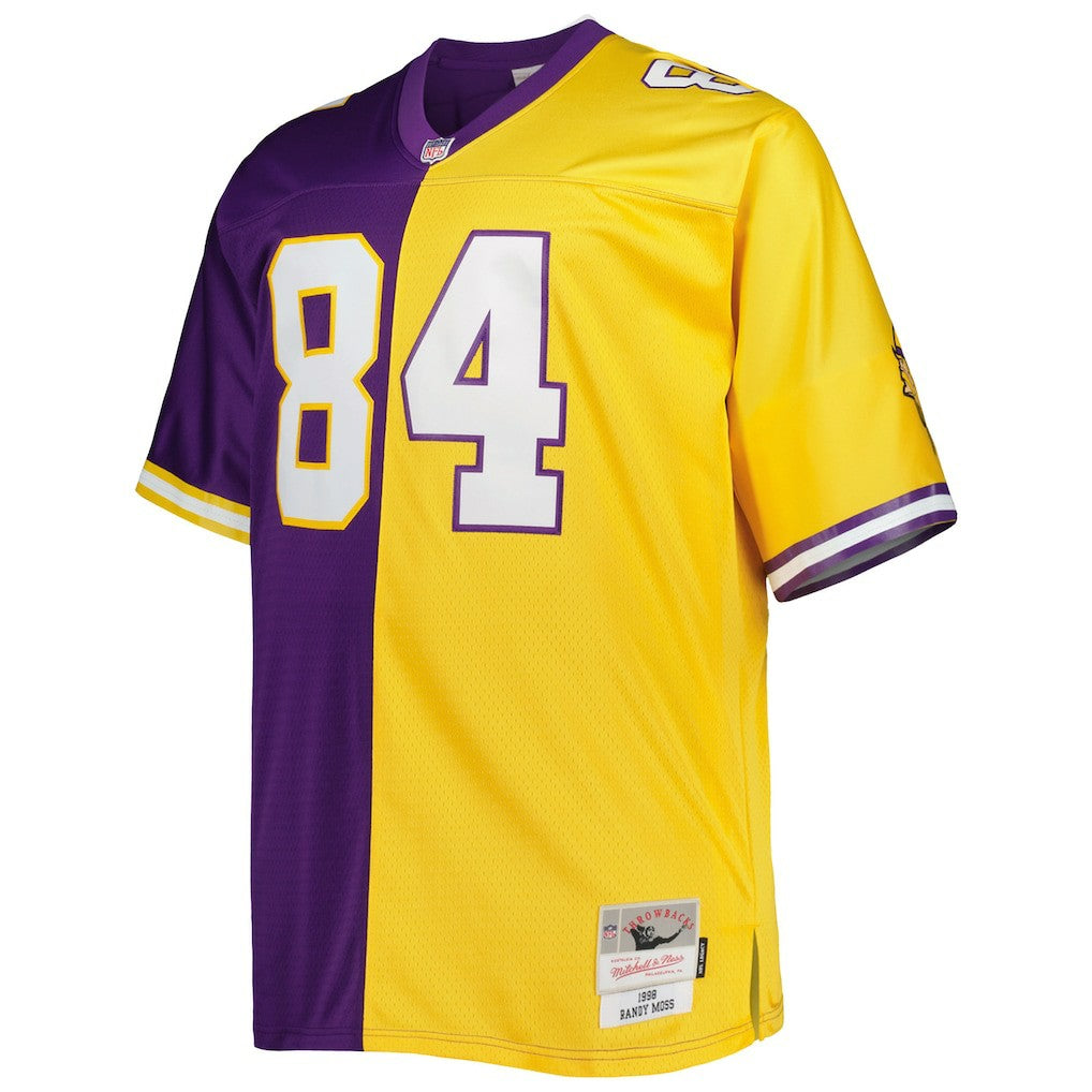 Mitchell & Ness Randy Moss Minnesota Vikings Big & Tall Split Legacy Retired Player Replica Jersey Purple/Gold