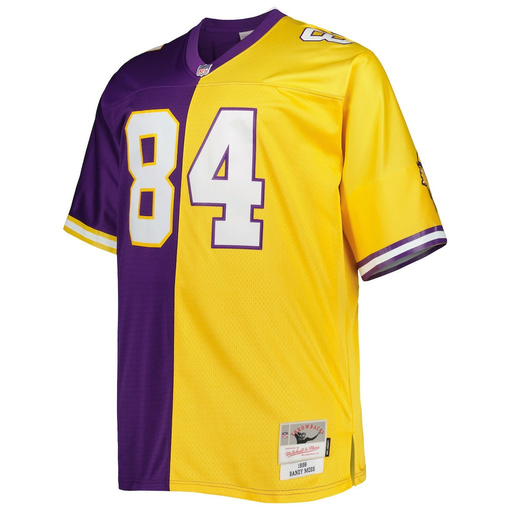 Mitchell & Ness Randy Moss Minnesota Vikings Big & Tall Split Legacy Retired Player Replica Jersey Purple/Gold