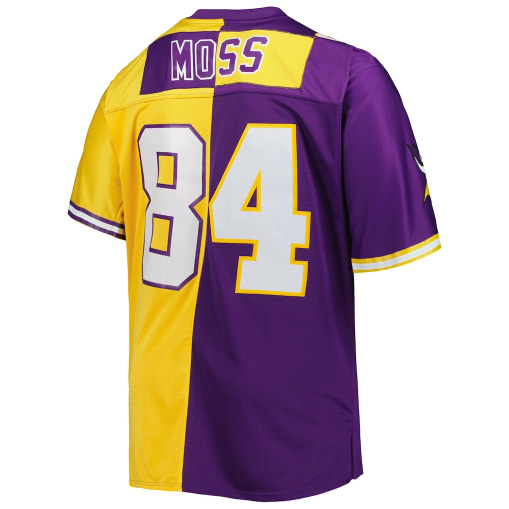 Mitchell & Ness Randy Moss Minnesota Vikings Big & Tall Split Legacy Retired Player Replica Jersey Purple/Gold