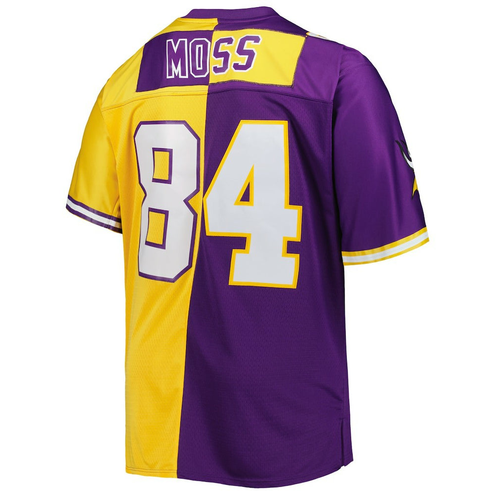 Mitchell & Ness Randy Moss Minnesota Vikings Big & Tall Split Legacy Retired Player Replica Jersey Purple/Gold