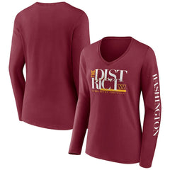 Fanatics Washington Commanders Women's Hometown Sweep Long Sleeve V-Neck T-Shirt Burgundy