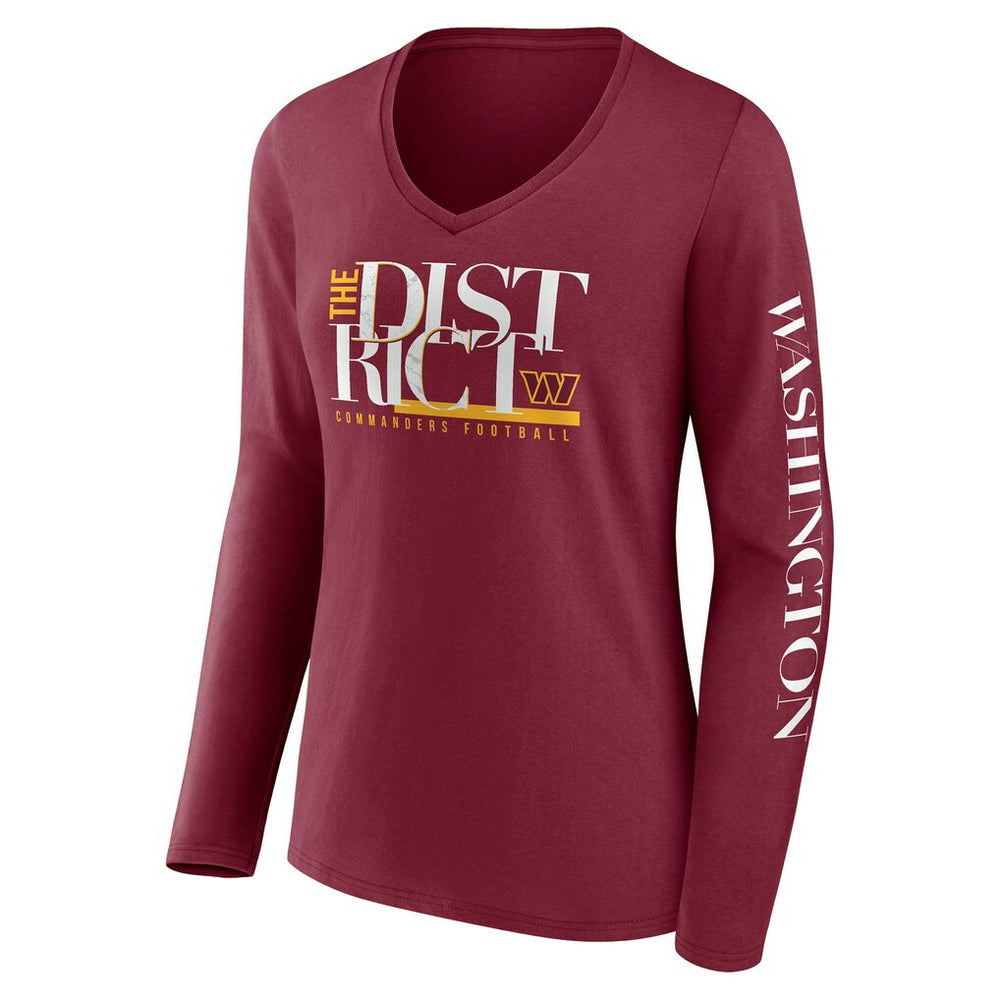 Fanatics Washington Commanders Women's Hometown Sweep Long Sleeve V-Neck T-Shirt Burgundy