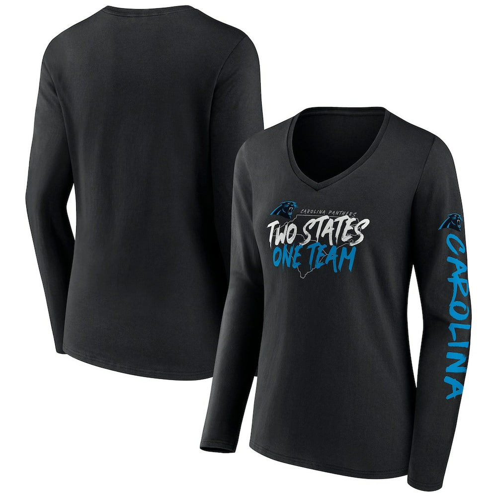 Fanatics Carolina Panthers Women's Hometown Sweep Long Sleeve V-Neck T-Shirt Black