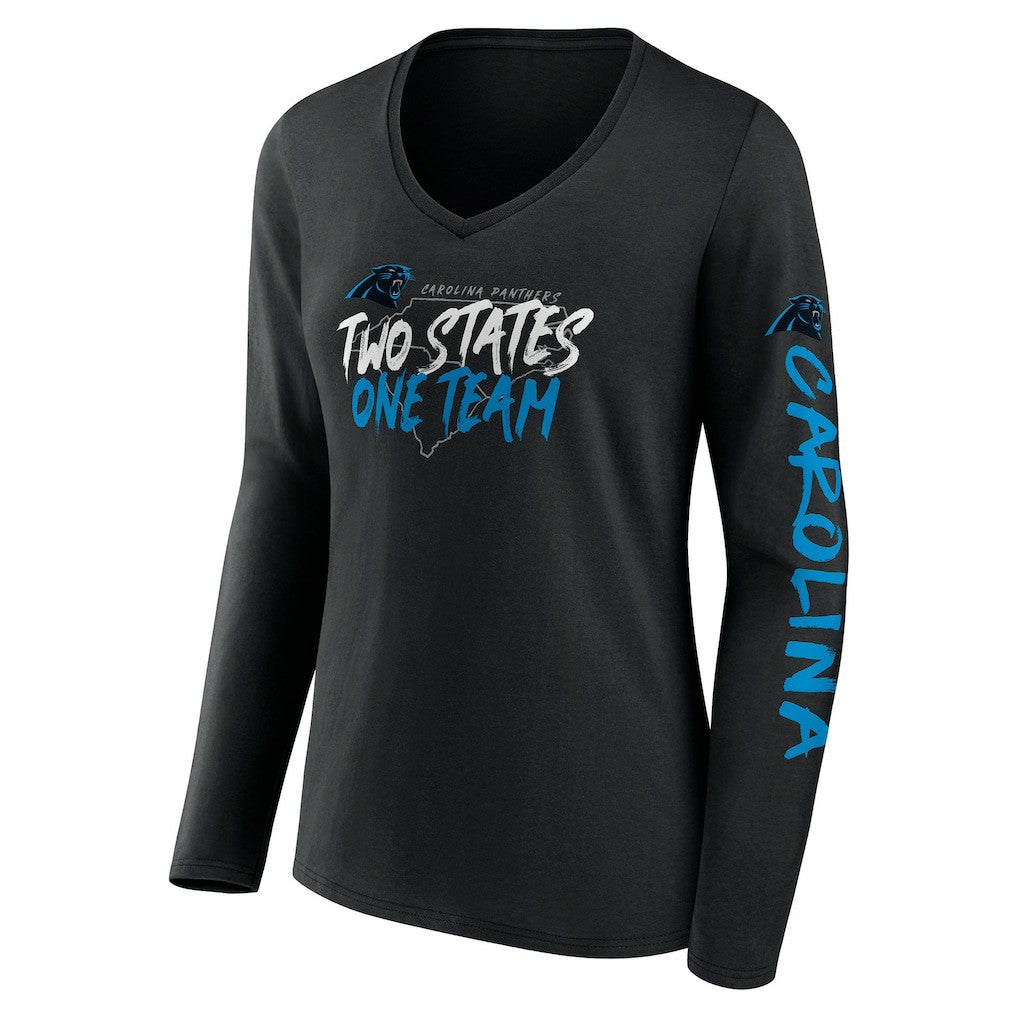 Fanatics Carolina Panthers Women's Hometown Sweep Long Sleeve V-Neck T-Shirt Black