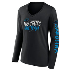 Fanatics Carolina Panthers Women's Hometown Sweep Long Sleeve V-Neck T-Shirt Black