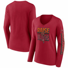 Fanatics Tampa Bay Buccaneers Women's Hometown Sweep Long Sleeve V-Neck T-Shirt Red