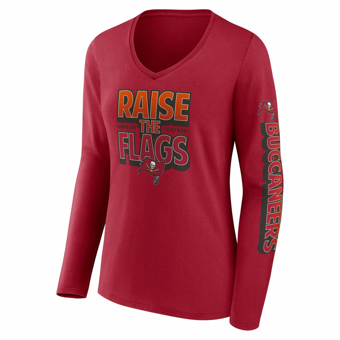 Fanatics Tampa Bay Buccaneers Women's Hometown Sweep Long Sleeve V-Neck T-Shirt Red