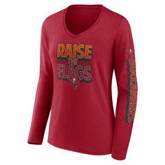Fanatics Tampa Bay Buccaneers Women's Hometown Sweep Long Sleeve V-Neck T-Shirt Red
