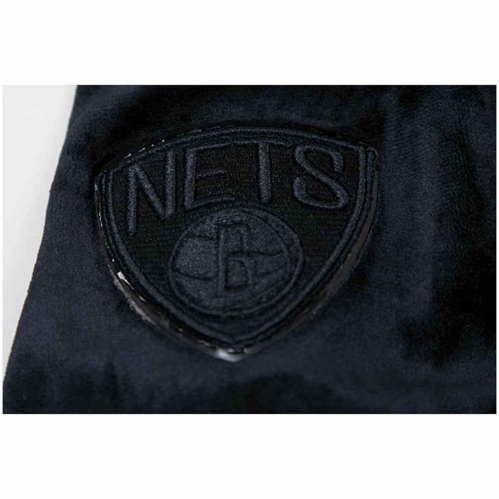 Brooklyn Nets Pro Standard Women's Triple Black Velour Full-Zip Hoodie