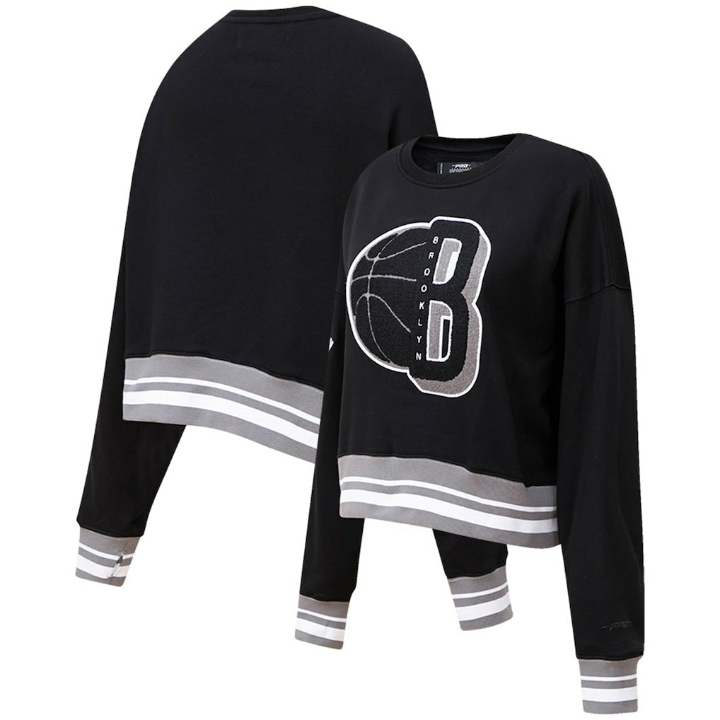 Brooklyn Nets Pro Standard Women's Mash Up Pullover Sweatshirt Black